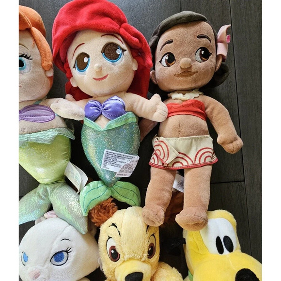 LOT OF 6 DISNEY BABIES & DISNEY STORE PLUSH Ariel Pluto Lady Moana Aristocats - Picture 6 of 9